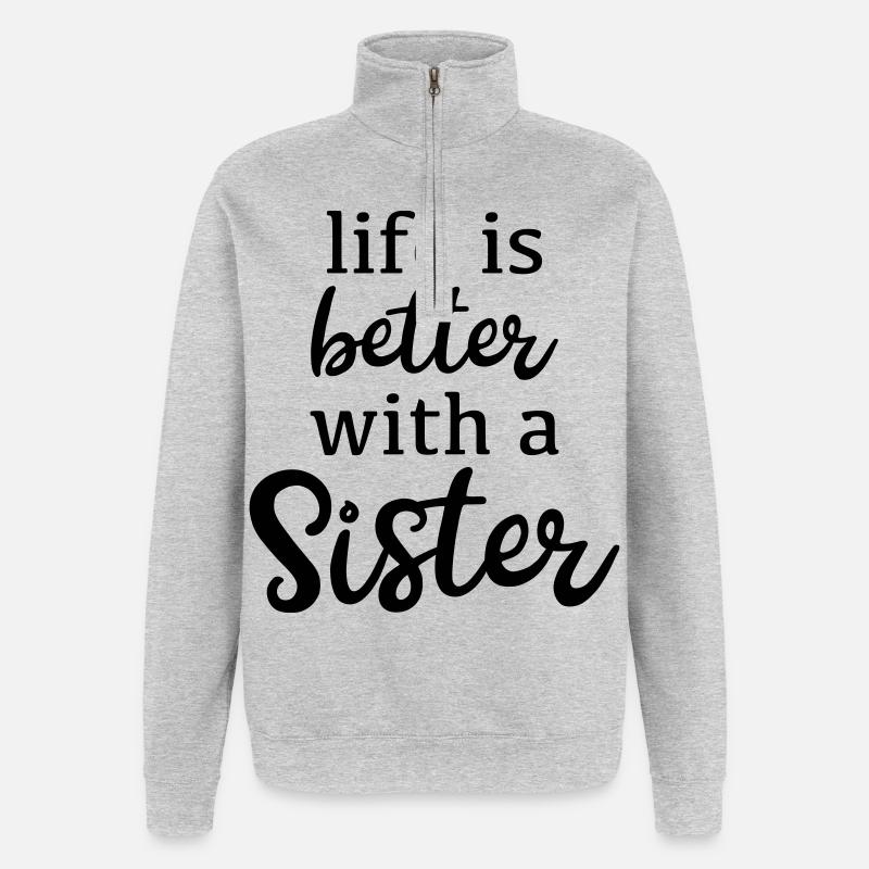 Schwester - Quarter-Zip-Sweatshirt - Grau meliert