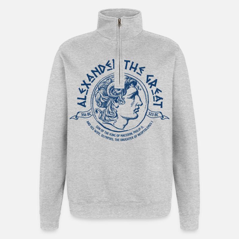 Alexander der große Mazedonien - Quarter-Zip-Sweatshirt - Grau meliert