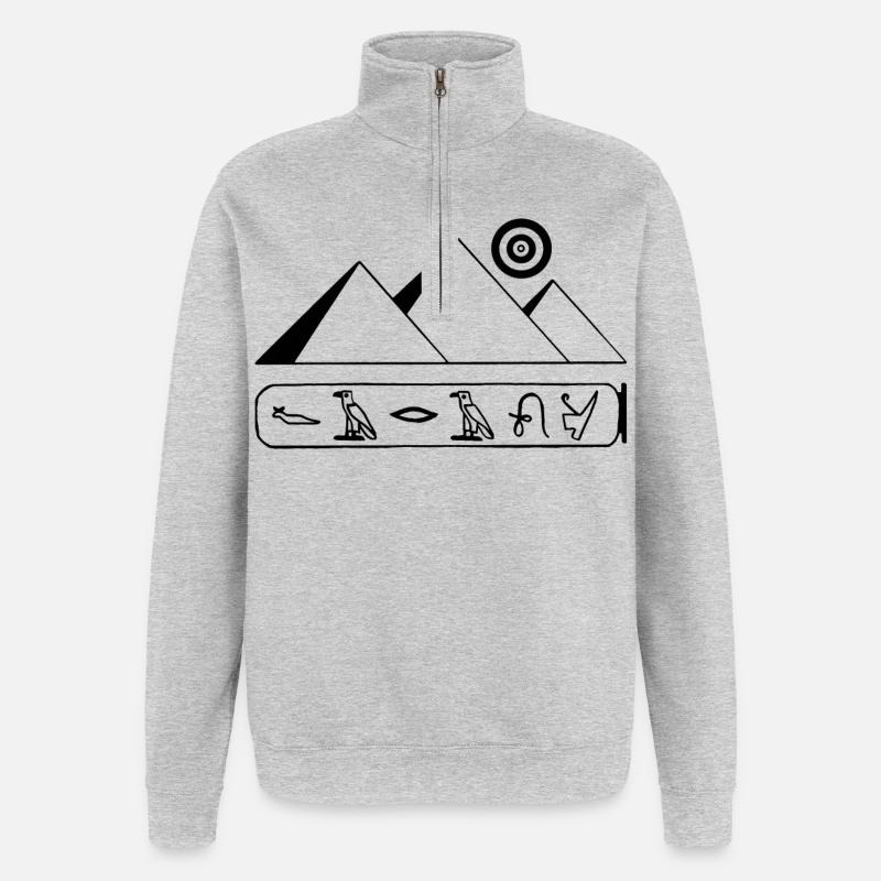 Pyramides et pharaons noirs - Sweat à zip 1/4 - gris chiné