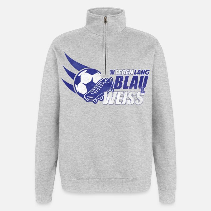 Blau & Weiss ein Leben Lang Geschenkidee - Quarter-Zip-Sweatshirt - Grau meliert