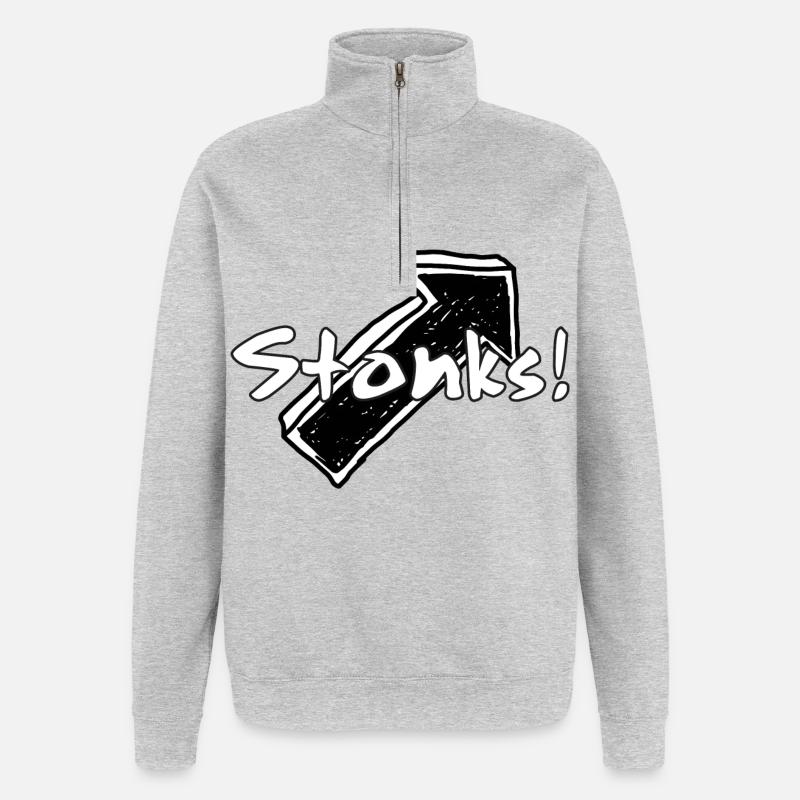 Stonks ! Graphismes de mots graffitis - Sweat à zip 1/4 - gris chiné