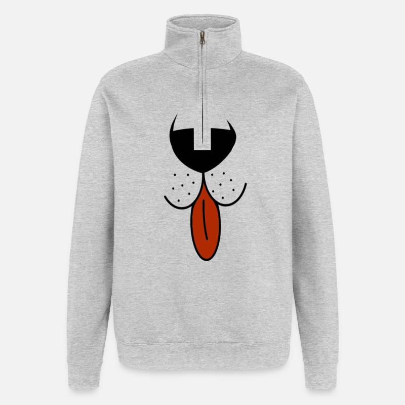Museau d'ours avec la langue - Sweat à zip 1/4 - gris chiné