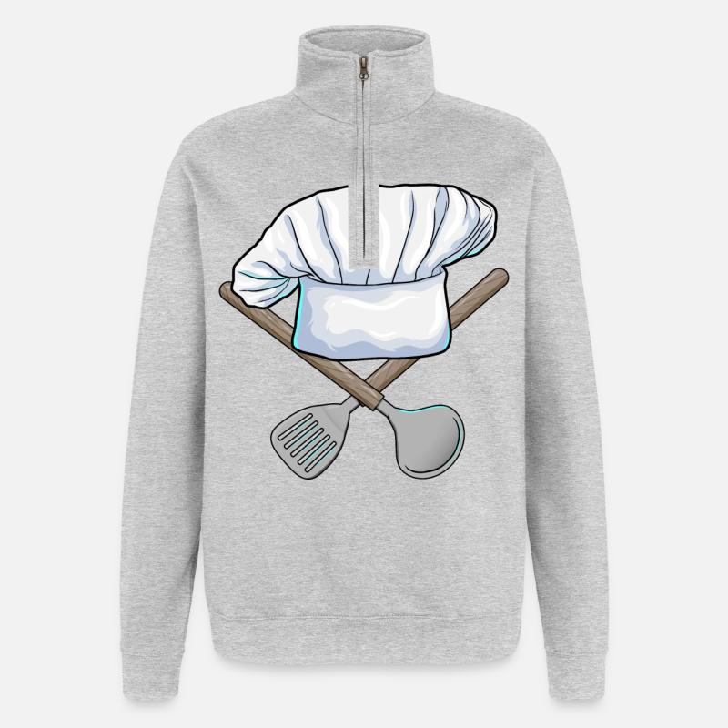 Chef's Hat Cooking Kitchen - Quarter-Zip Sweatshirt - heather grey