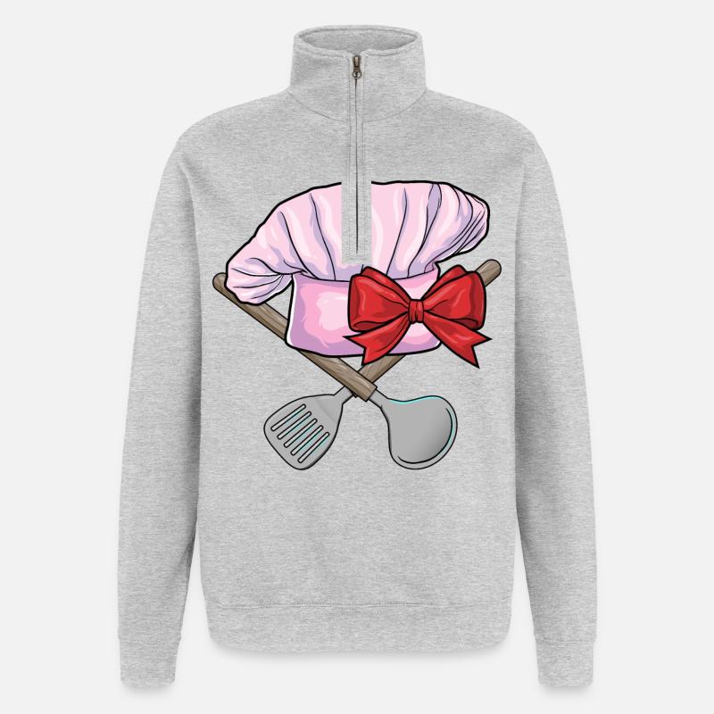 Cooking Chef's Hat Kitchen - Quarter-Zip Sweatshirt - heather grey