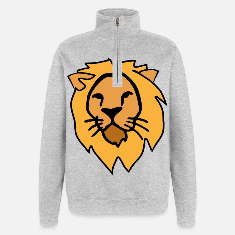 Force et majesté – Lion - Sweat à zip 1/4 - gris chiné