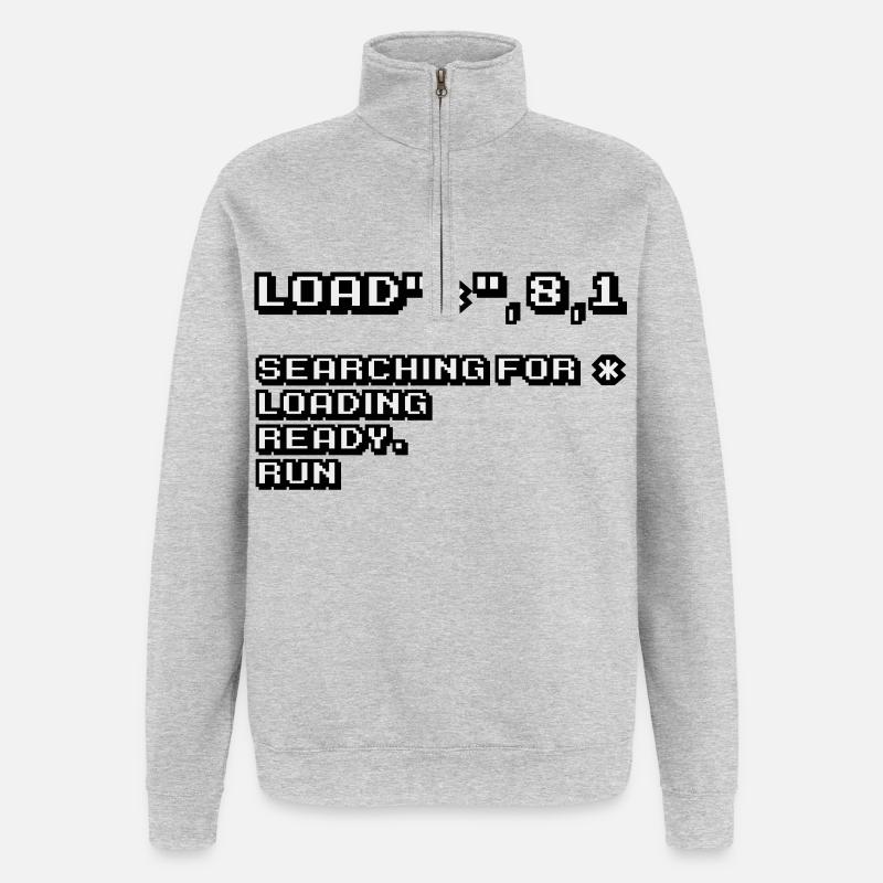 Retro Computing und 8-Bit Nostalgie - Quarter-Zip-Sweatshirt - Grau meliert