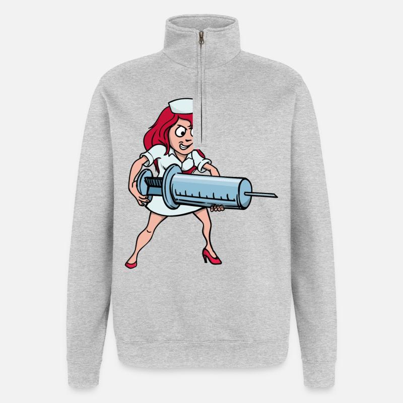 Krankenschwester Spritze Injektion Impfung Beruf - Quarter-Zip-Sweatshirt - Grau meliert