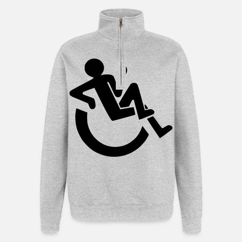 Entspannter Rollstuhlfahrer, Roller, Behinderter # - Quarter-Zip-Sweatshirt - Grau meliert