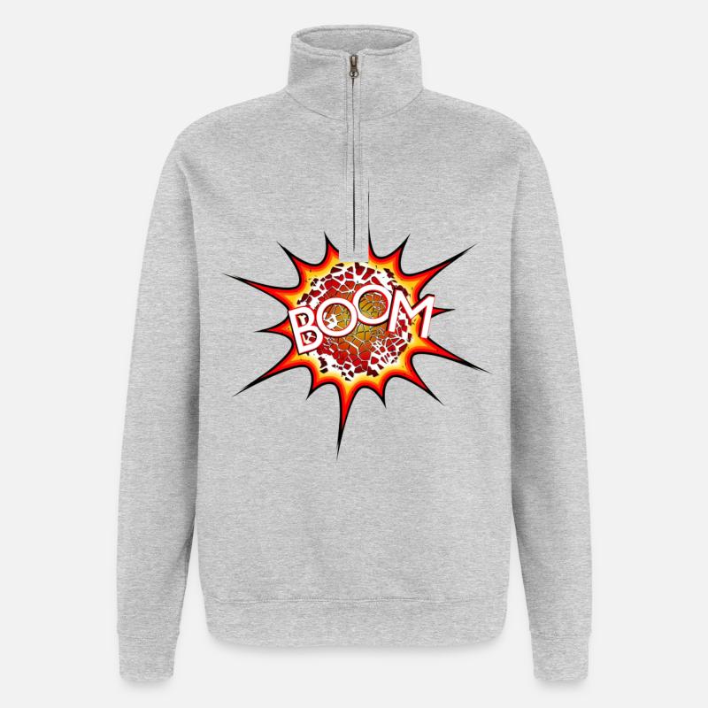 Explosion, Bombe, Explosion, Bombe # - Quarter-Zip-Sweatshirt - Grau meliert