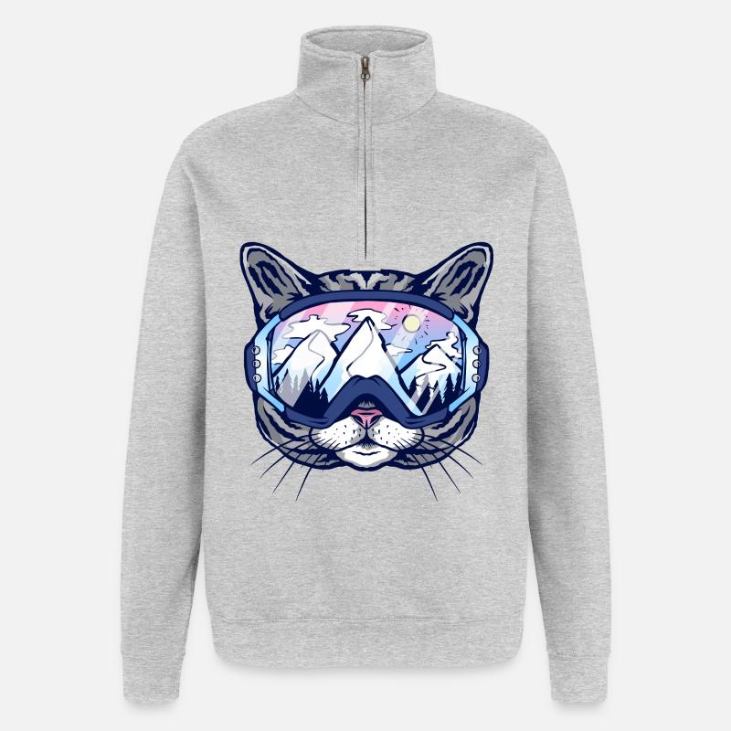 Lunettes de ski Cat - Sweat à zip 1/4 - gris chiné