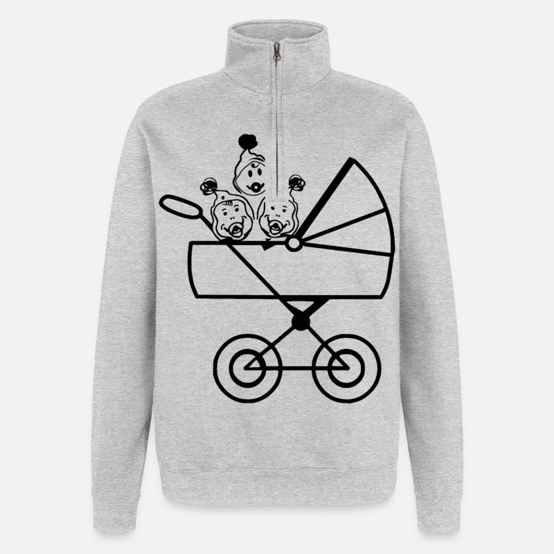 Drillinge Kinderschar Babys - Quarter-Zip-Sweatshirt - Grau meliert