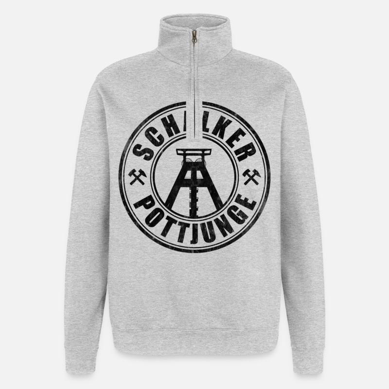 Schalker Pottjunge | Gelsenkirchen Ruhrpott Junge - Quarter-Zip-Sweatshirt - Grau meliert