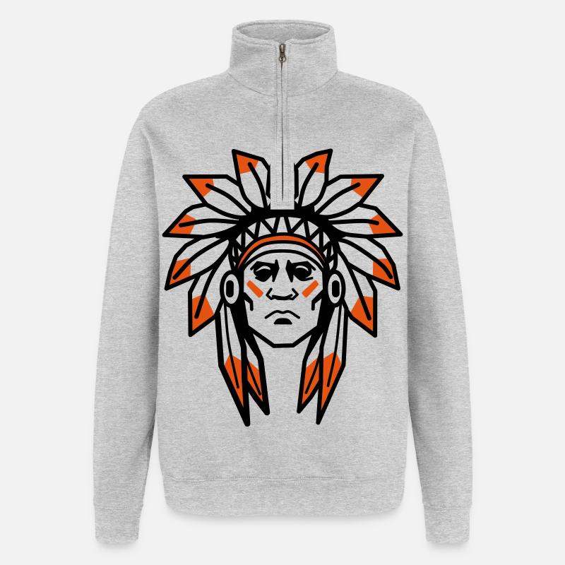 Native Americans Apache Native Chief - Quarter-Zip Sweatshirt - heather grey