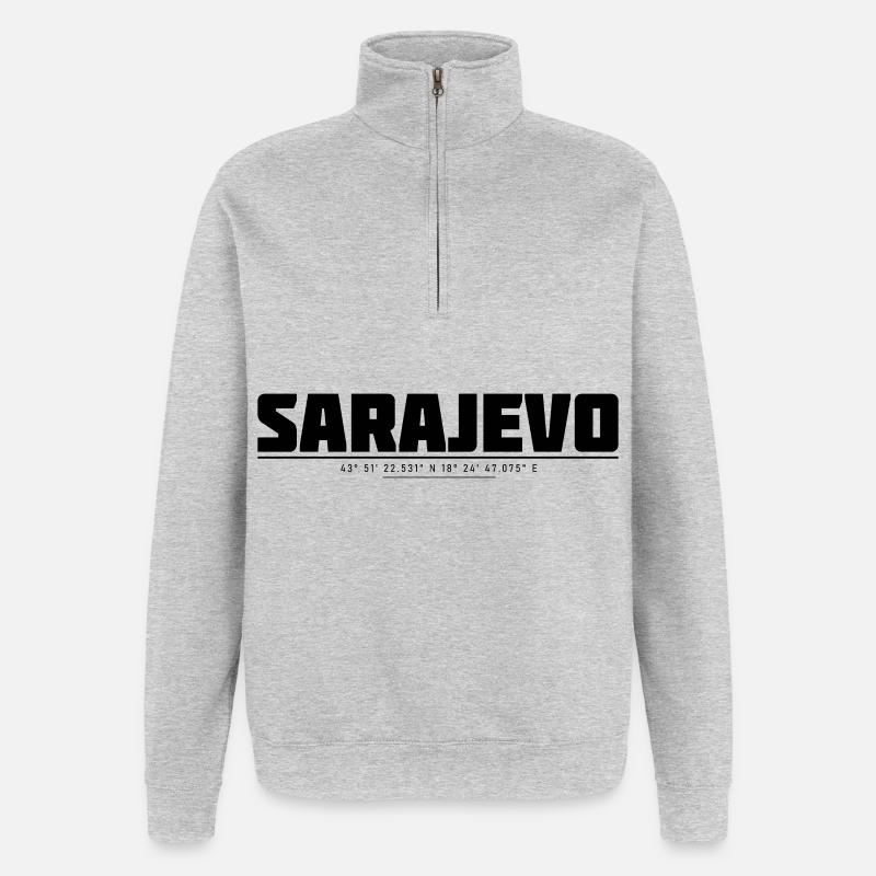 Sarajevo Bih - Sweat à zip 1/4 - gris chiné