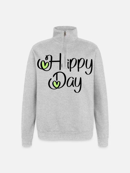 Happy Day - Quarter-Zip Sweatshirt - heather grey