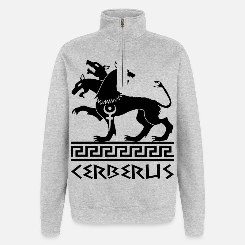 Schwarzer Hund - Quarter-Zip-Sweatshirt - Grau meliert