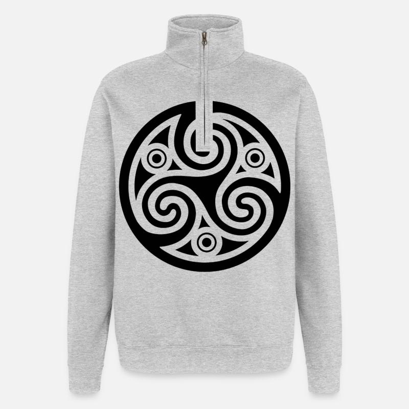Kunst kelte schwarz - Quarter-Zip-Sweatshirt - Grau meliert