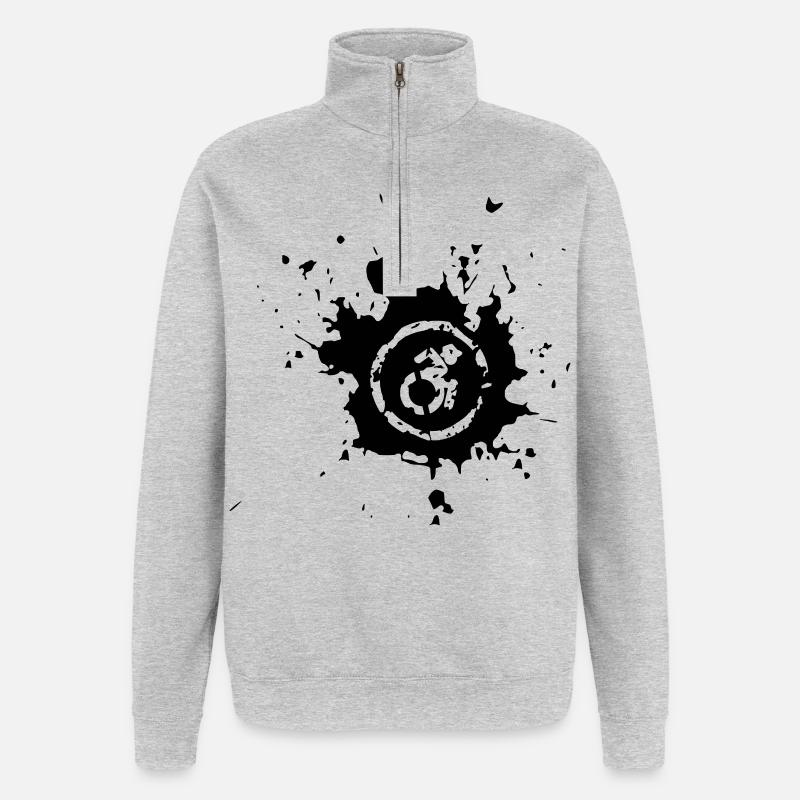 Rollstuhl-Spritzer, Farbspritzer Rollstuhl-Design* - Quarter-Zip-Sweatshirt - Grau meliert