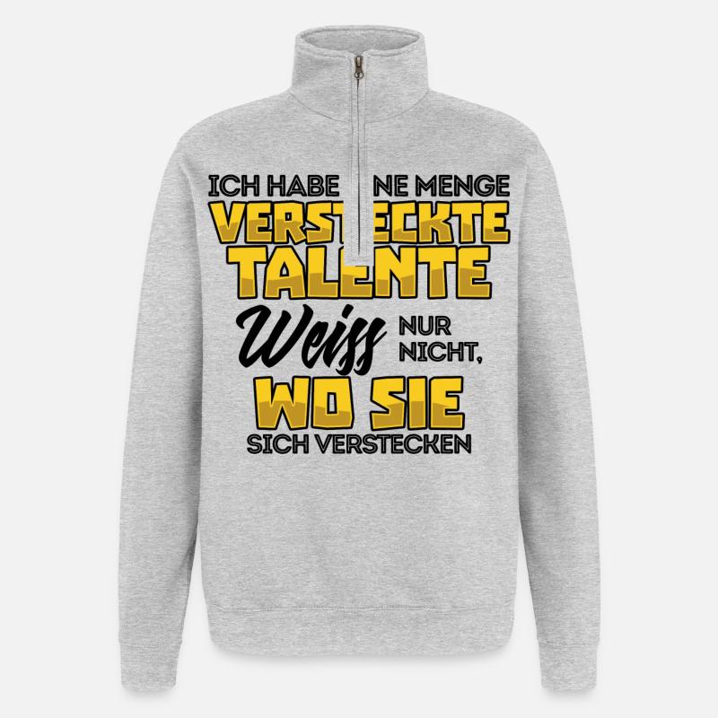 Lustig Witz Cool Statement - Quarter-Zip-Sweatshirt - Grau meliert