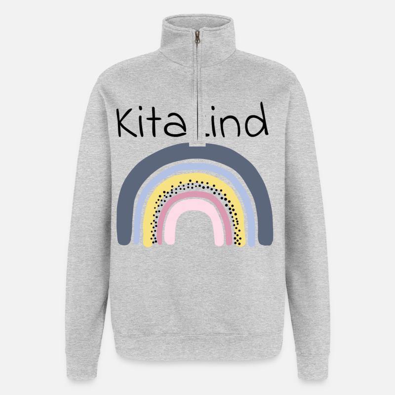 Kitakind Regenbogen - Quarter-Zip-Sweatshirt - Grau meliert