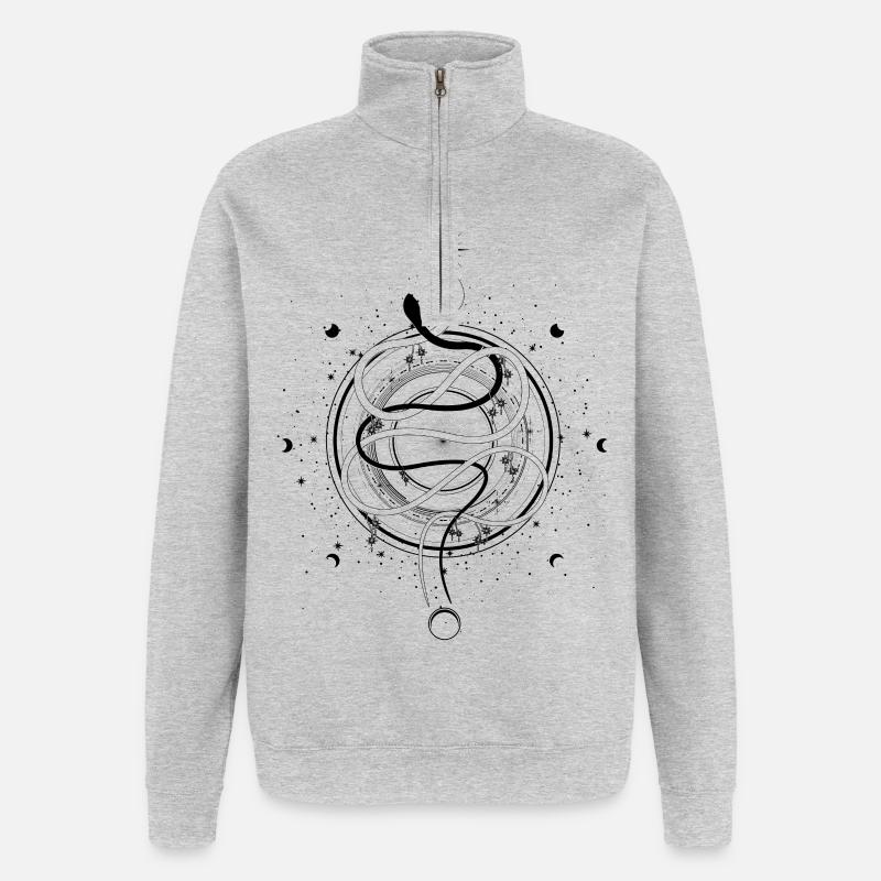 Schlangen Mondphasen Occult Wicca Goth Clothes - Quarter-Zip-Sweatshirt - Grau meliert