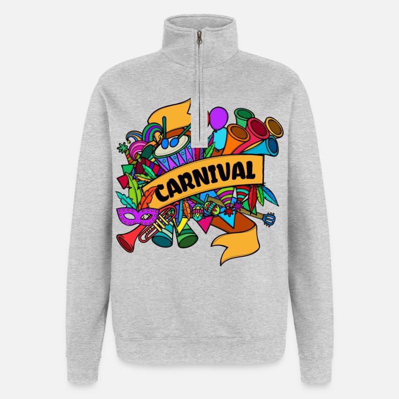 Carnaval Masques Carnaval défilé - Sweat à zip 1/4 - gris chiné