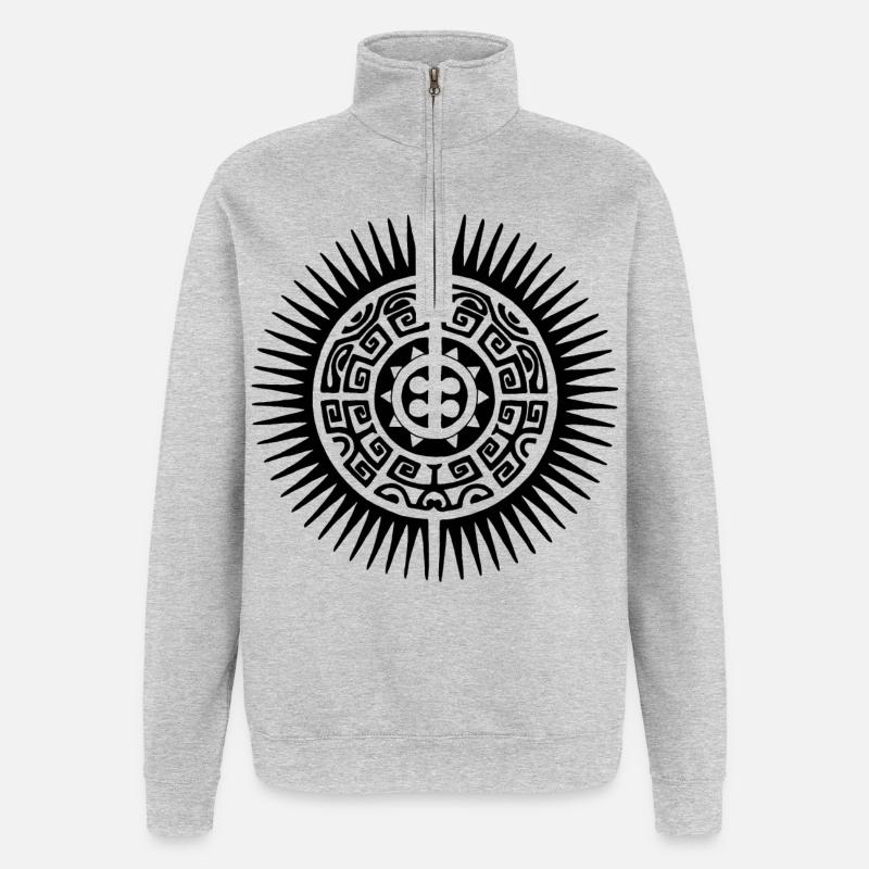 Sonnenschein von Schwarzpolynesien - Quarter-Zip-Sweatshirt - Grau meliert