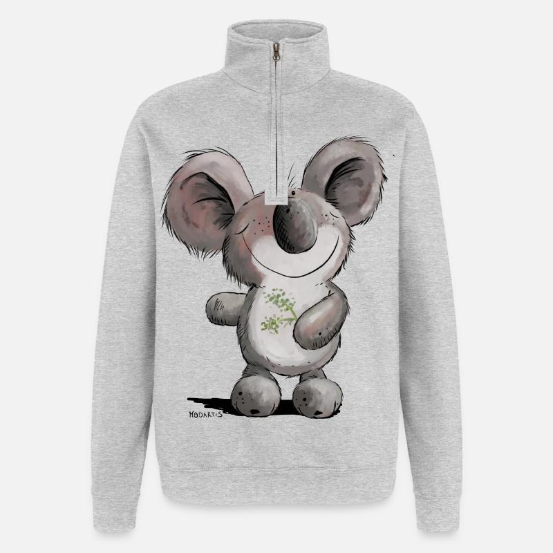 Drolliges Koala Bärchen - Quarter-Zip-Sweatshirt - Grau meliert