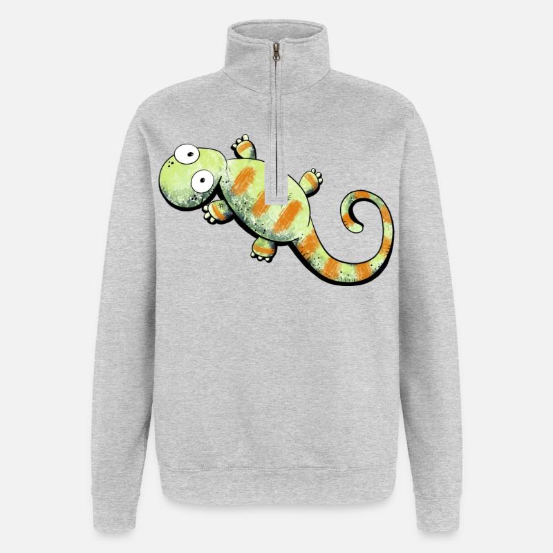 Happy Gecko I Echse - Quarter-Zip-Sweatshirt - Grau meliert