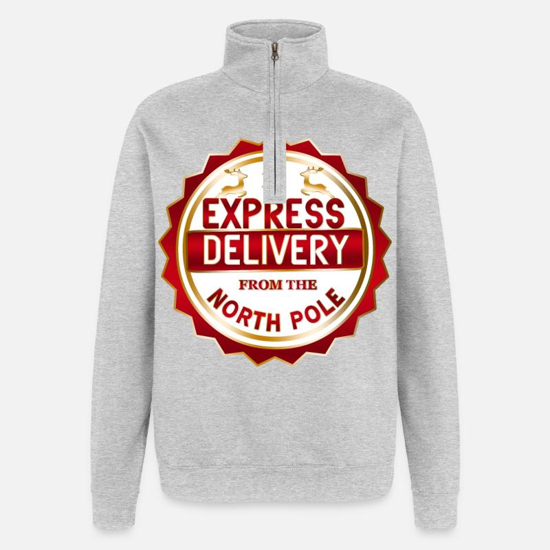 North Pole Express-Lieferung - Quarter-Zip-Sweatshirt - Grau meliert