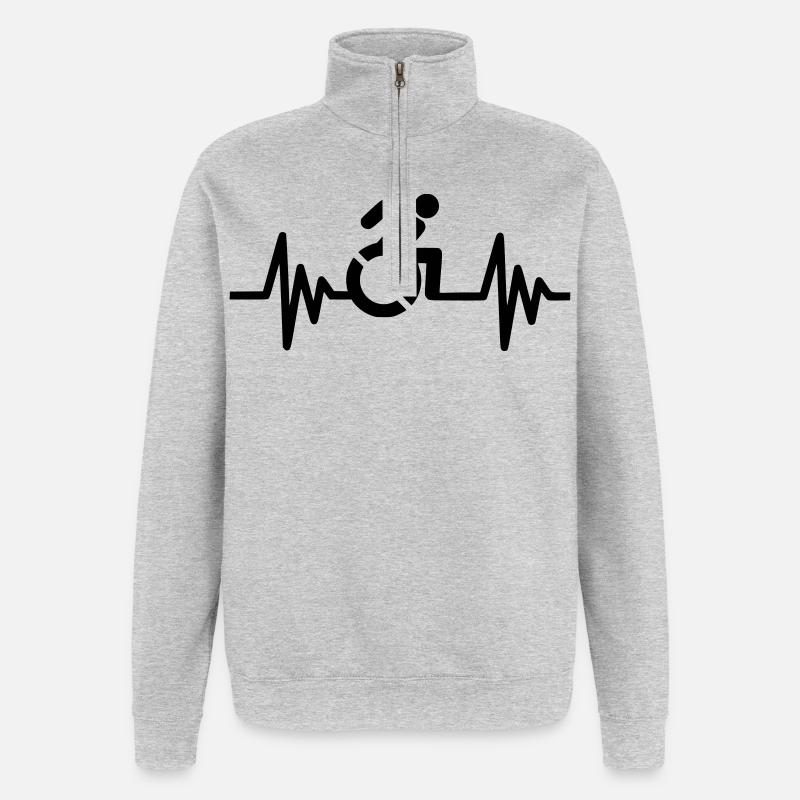 Bild Rollstuhlsymbol mit Herzfrequenz * - Quarter-Zip-Sweatshirt - Grau meliert
