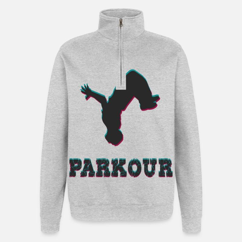 Parkour - Sweat à zip 1/4 - gris chiné