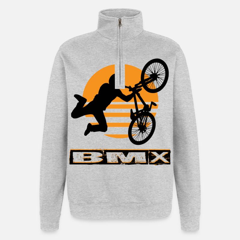 Vélo BMX - Sweat à zip 1/4 - gris chiné