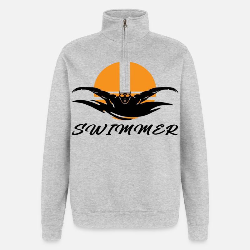 Nageur - Sweat à zip 1/4 - gris chiné