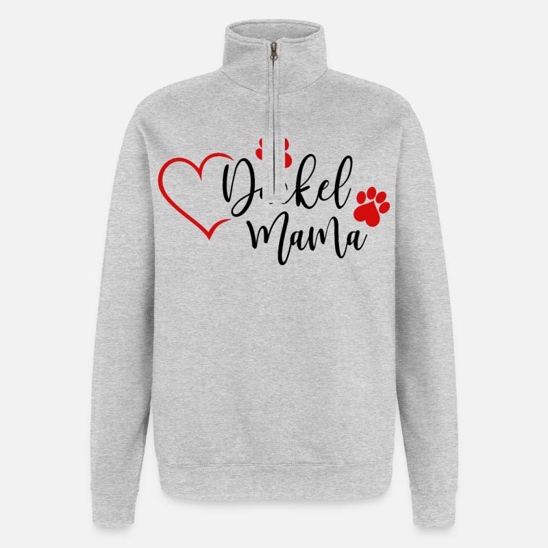 Dackel Mama - Quarter-Zip-Sweatshirt - Grau meliert