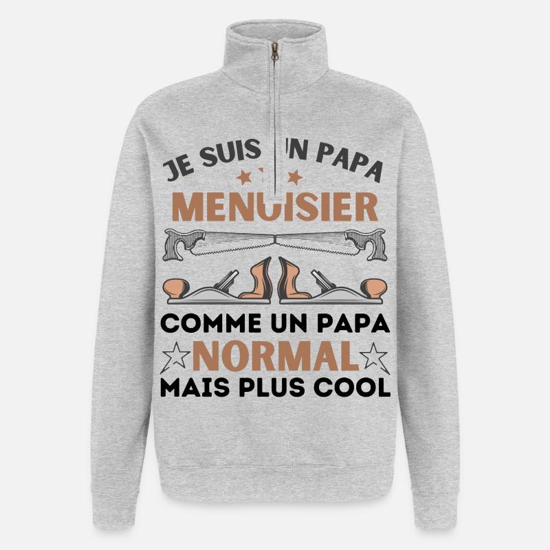 PAPA MENUISIER NORMAL - Sweat à zip 1/4 - gris chiné