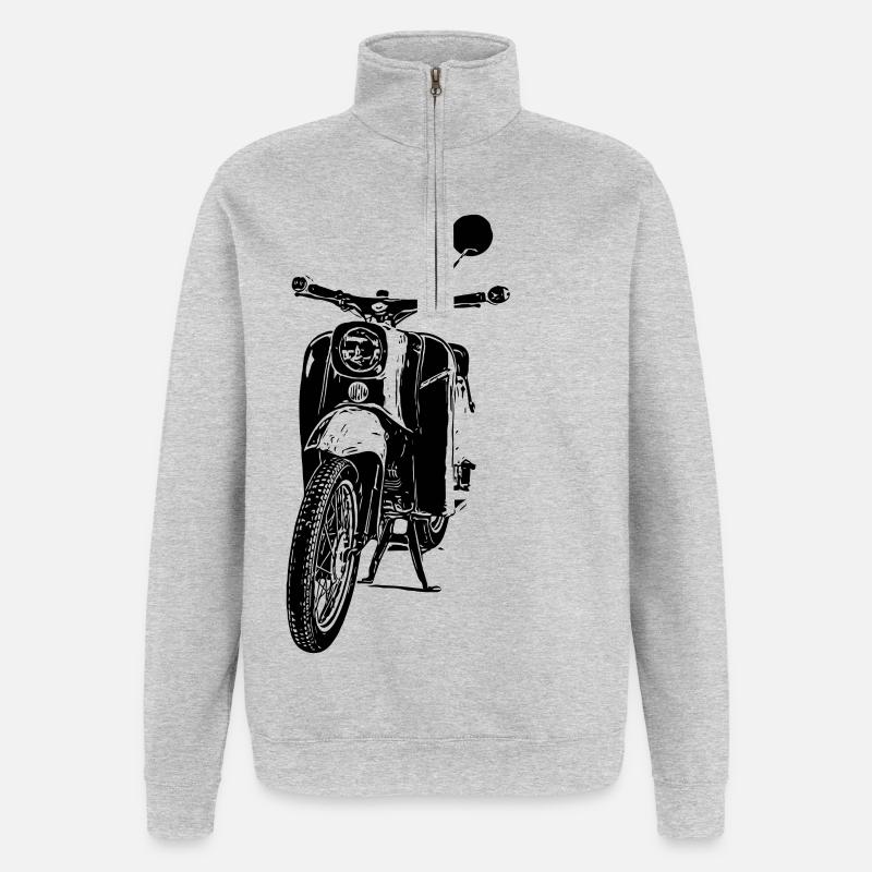 Cyclomoteur Schwalbe - Sweat à zip 1/4 - gris chiné