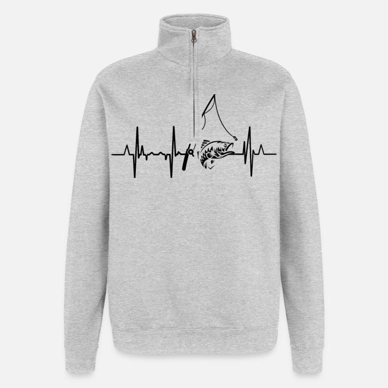 Fischerei Herzlinie - Quarter-Zip-Sweatshirt - Grau meliert
