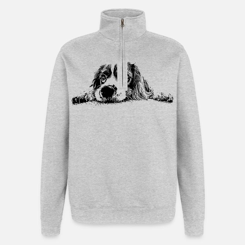 Cocker Spaniel - Quarter-Zip Sweatshirt - heather grey