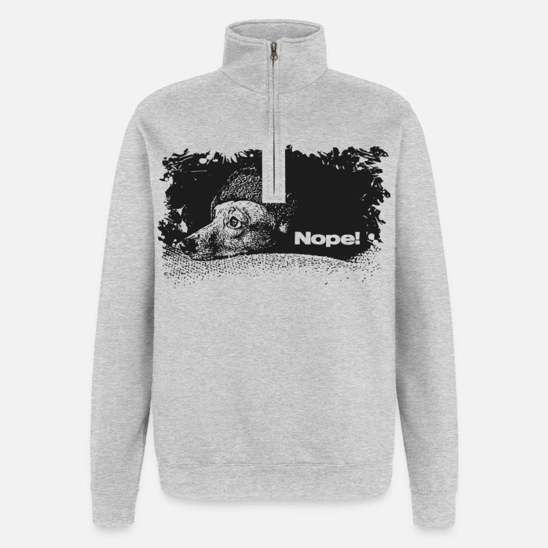 Nope - Heute nicht - Quarter-Zip-Sweatshirt - Grau meliert