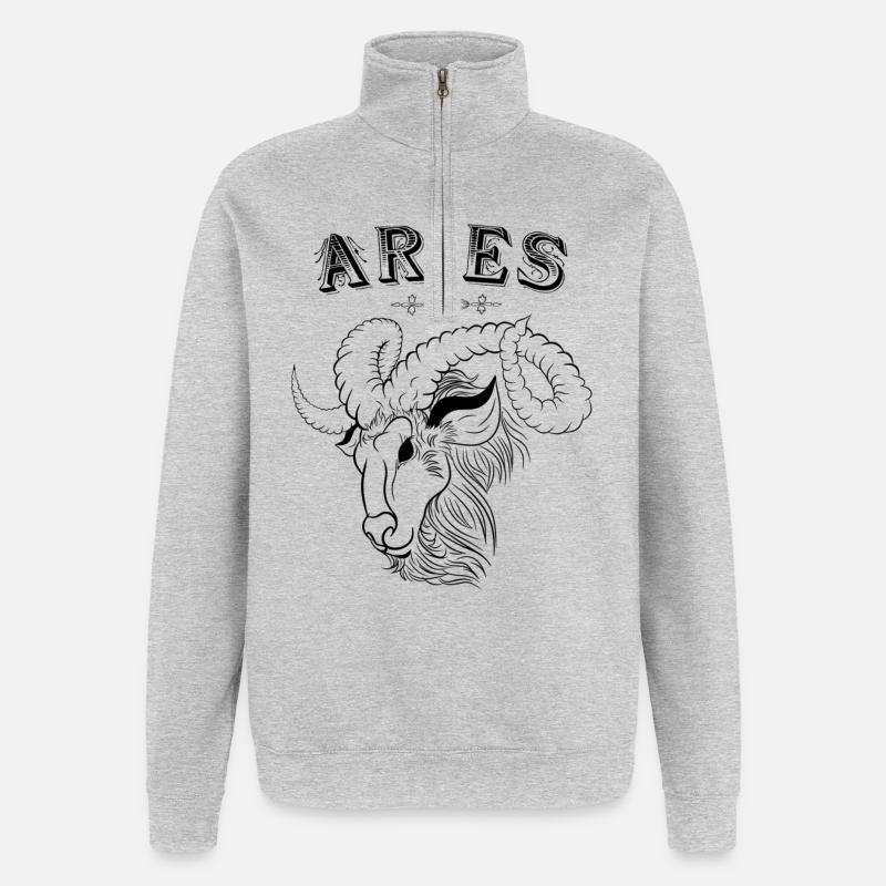 Aries Sternzeichen Widder - Quarter-Zip-Sweatshirt - Grau meliert