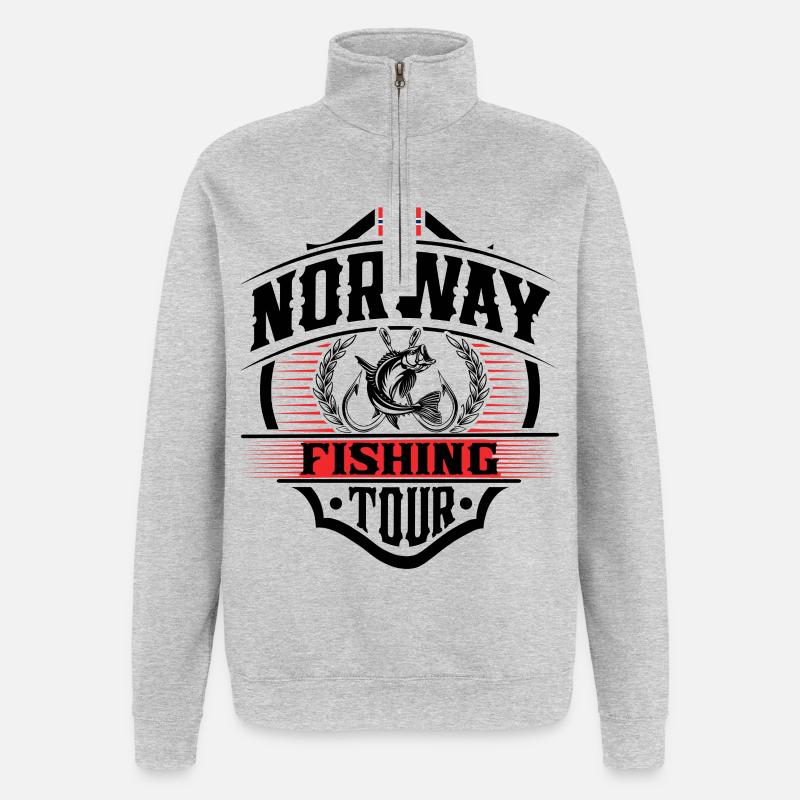 Norvège Pêche Pêcheur Pêcheur - Sweat à zip 1/4 - gris chiné