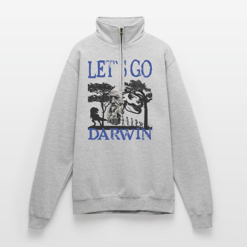 Idée cadeau textile Charles Darwin Evolution Sweat à zip 1/4
