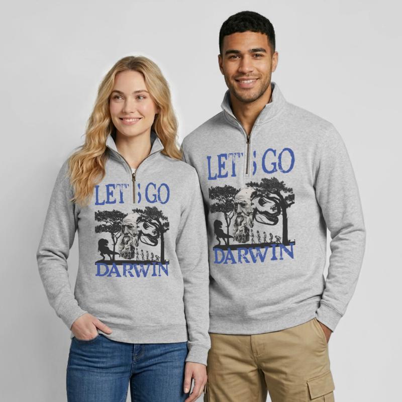 Charles Darwin Evolution textile Geschenkidee Quarter-Zip-Sweatshirt