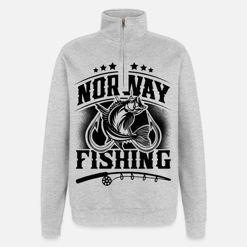 Norvège Pêcheur pêcheur - Sweat à zip 1/4 - gris chiné