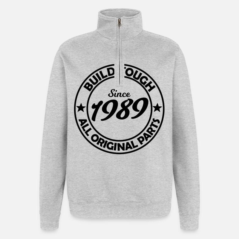 Geboren in 1989 - Quarter-Zip-Sweatshirt - Grau meliert