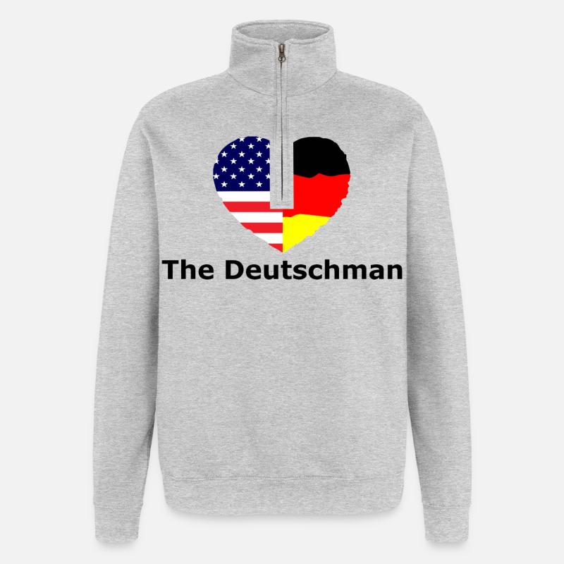 Le Deutschmann - Sweat à zip 1/4 - gris chiné