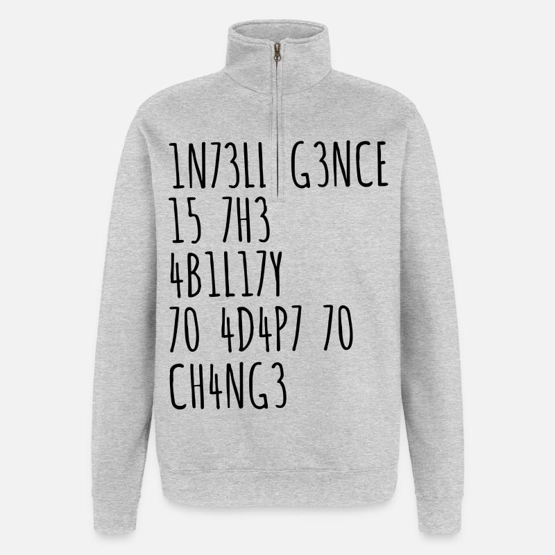 Intelligenz lustiger Spruch - Quarter-Zip-Sweatshirt - Grau meliert