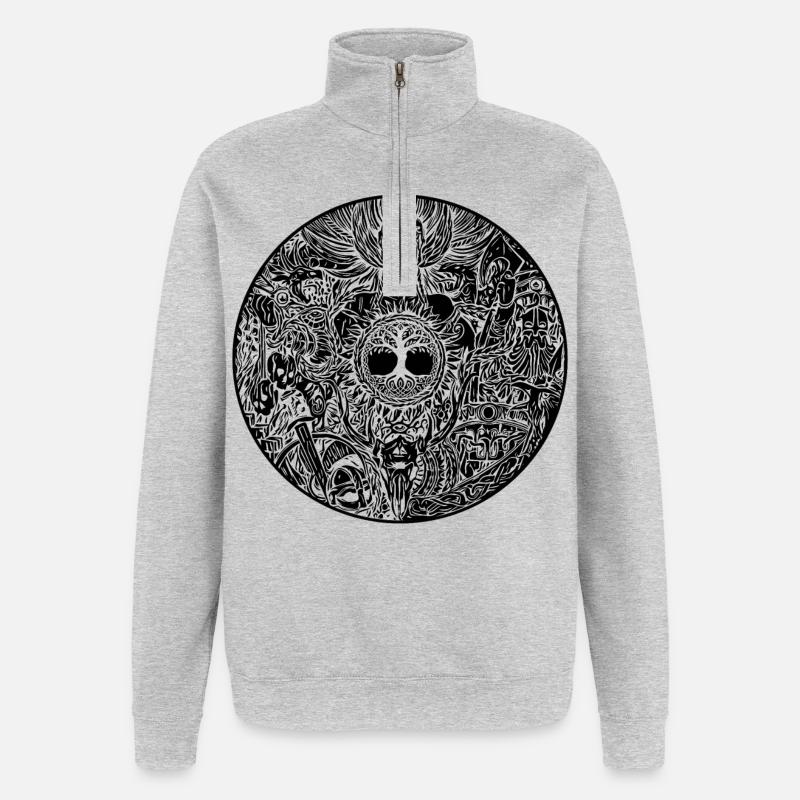 Wikinger-Schild - Walküre - Valkyrie - Quarter-Zip-Sweatshirt - Grau meliert