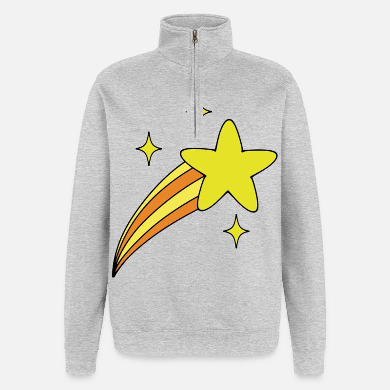 Étoile avec queue - Sweat à zip 1/4 - gris chiné